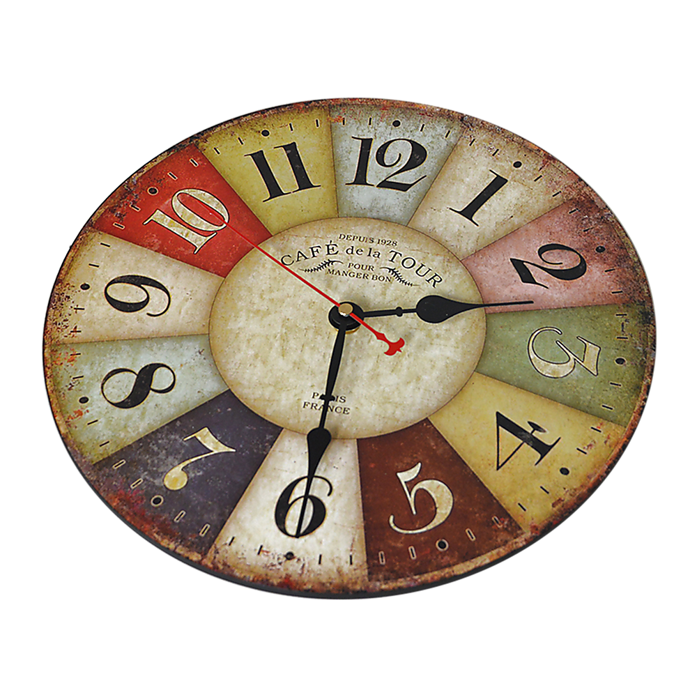 Large Colourful Wall Clock Kitchen Office Retro Timepiece