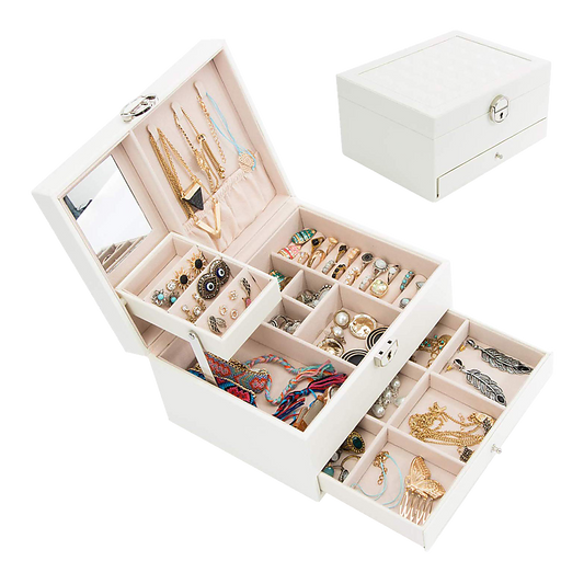 Jewellery Storage Box Girls Rings Necklaces Display Organiser Storage Case