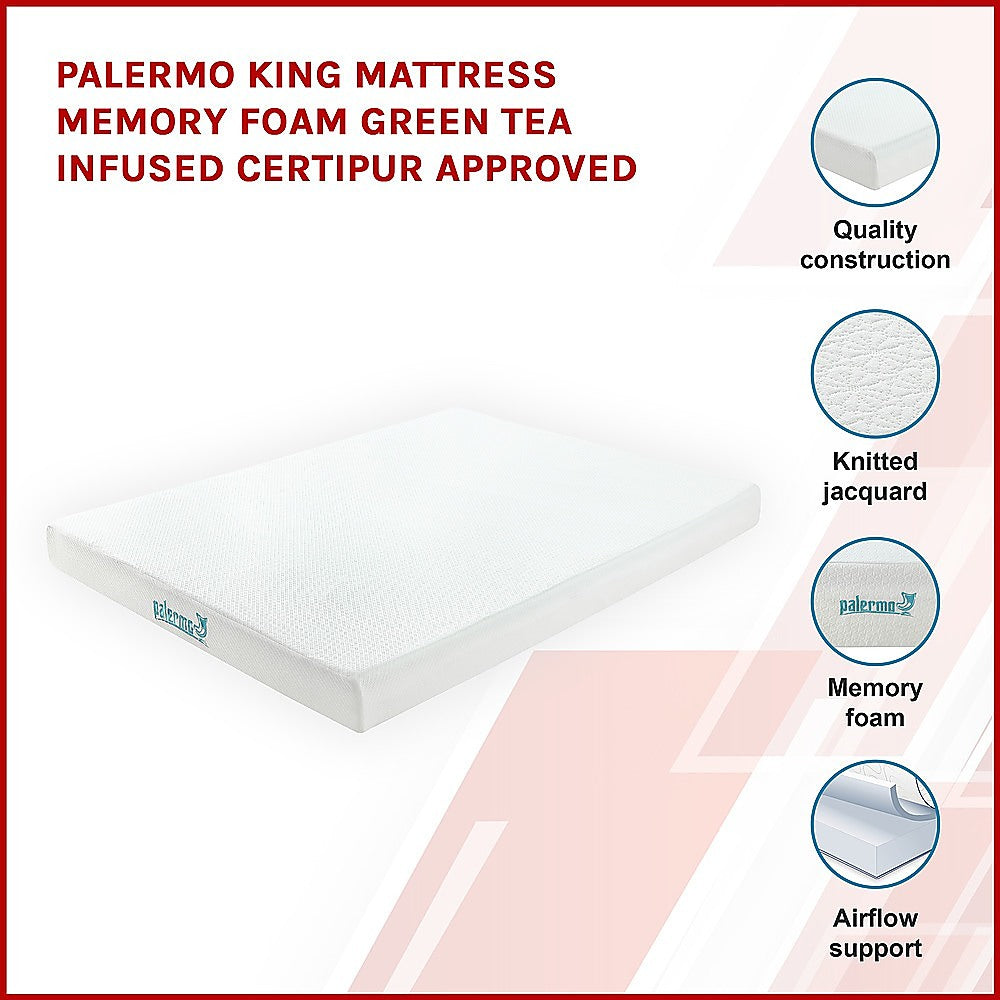 Palermo King Mattress Memory Foam Green Tea Infused CertiPUR Approved