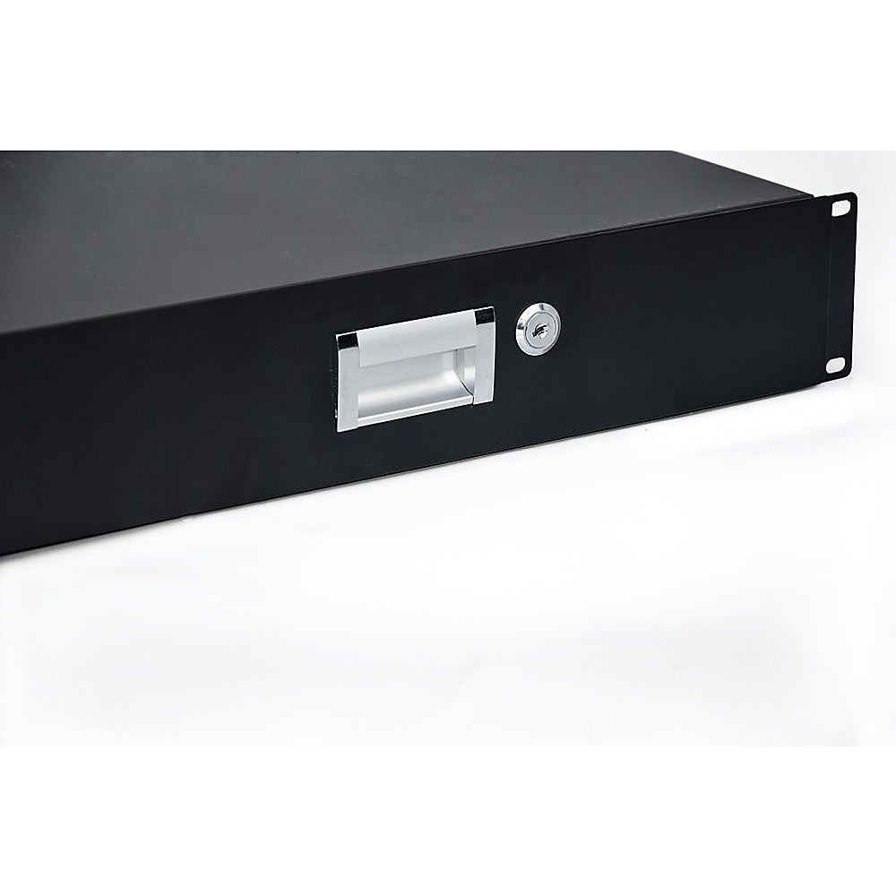 19" Rack Mount 2U Steel Plate DJ Drawer Equipment Cabinet Locking Lockable