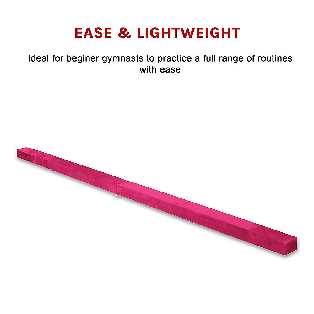 2.2m Gymnastics Folding Balance Beam Pink Synthetic Suede