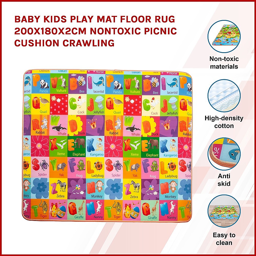 Baby Kids Play Mat Floor Rug 200x180x2CM Nontoxic Picnic Cushion Crawling