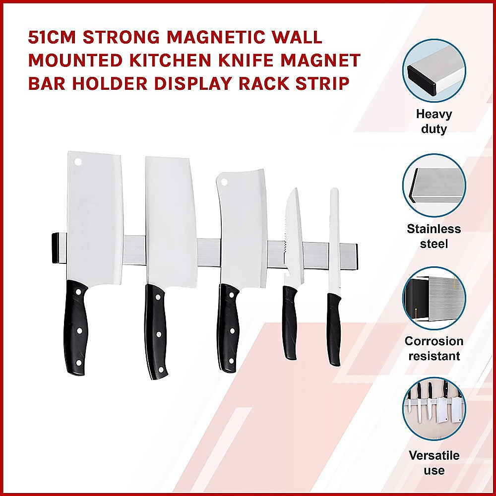 51cm Strong Magnetic Wall Mounted Kitchen Knife Magnet Bar Holder Display Rack Strip