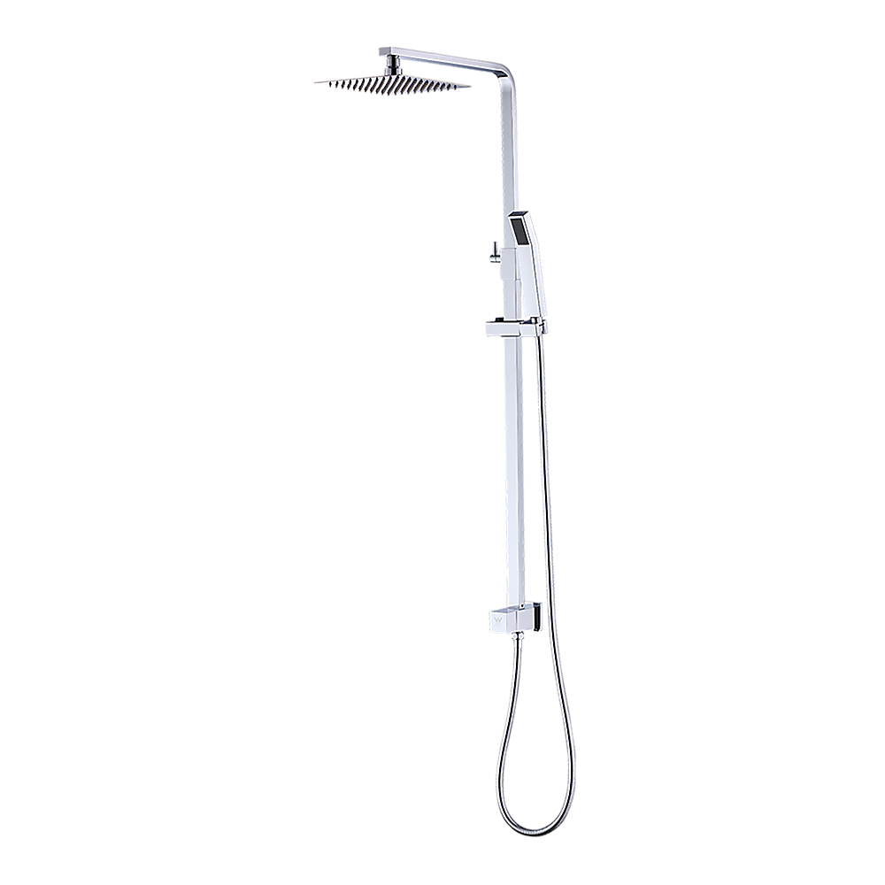 WELS 8" Rain Shower Head Set Square Dual Heads Faucet High Pressure Hand Held