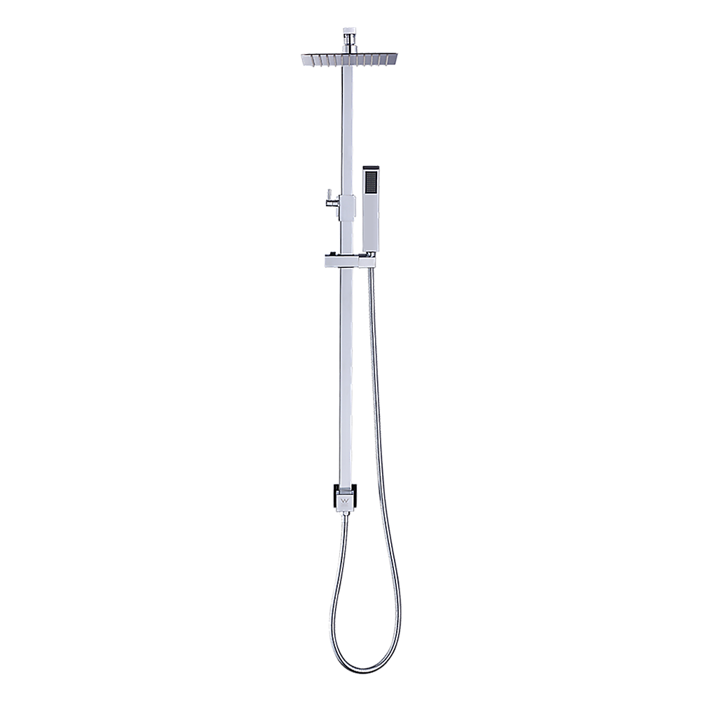 WELS 8" Rain Shower Head Set Square Dual Heads Faucet High Pressure Hand Held