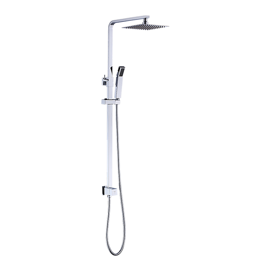 WELS 8" Rain Shower Head Set Square Dual Heads Faucet High Pressure Hand Held