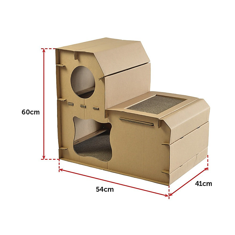 Cat Cardboard House Tree Tower Condo Scratcher Pet Post Pad Mat Furniture