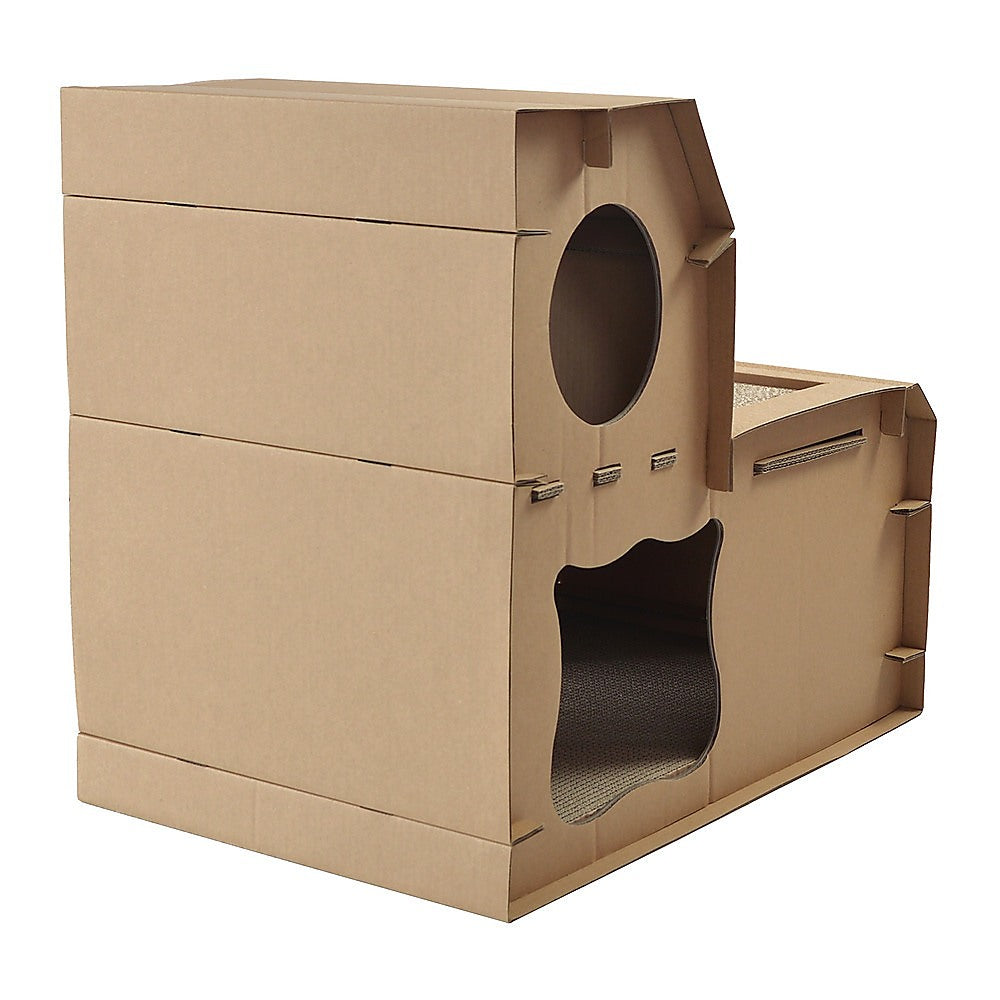 Cat Cardboard House Tree Tower Condo Scratcher Pet Post Pad Mat Furniture