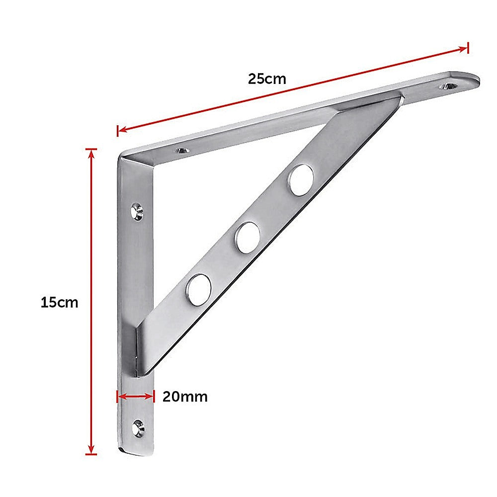 L Bracket Heavy Duty Stainless Steel Solid Shelf Support Corner Brace 2-Pack