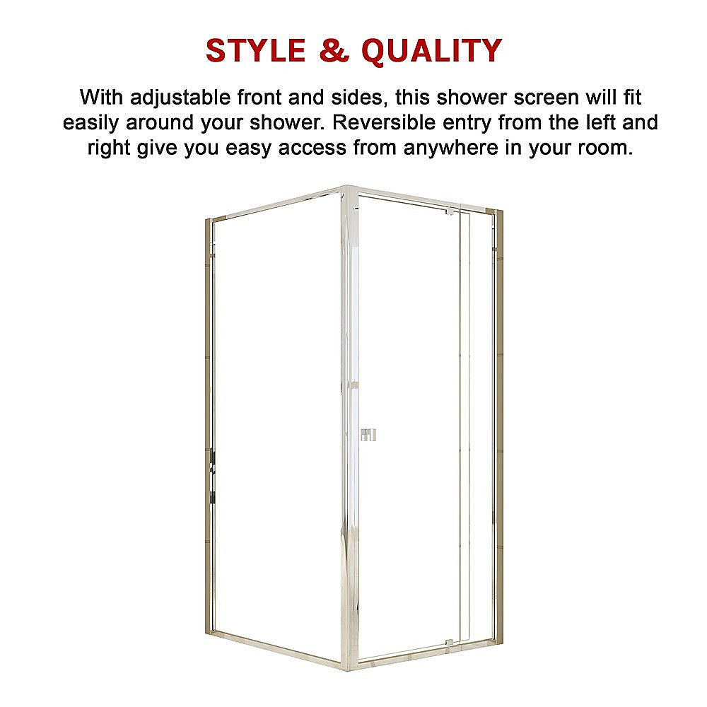 Semi Frameless Shower Screen (82~90)x 195cm & (98~101)x 195cm Side AS/NZS Glass