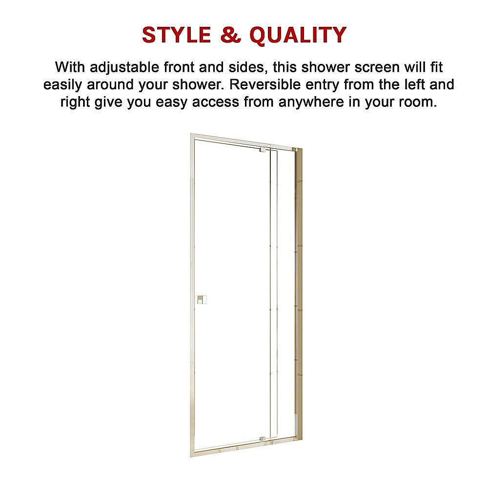 Adjustable Semi Frameless Shower Screen (82~90) x 195cm Australian Safety Glass