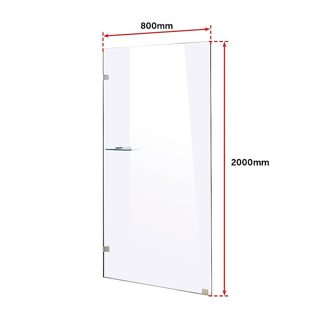 800 x 2000mm Frameless 10mm Safety Glass Shower Screen