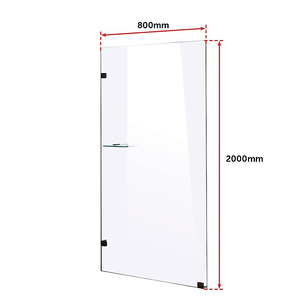 800 x 2000mm Frameless 10mm Safety Glass Shower Screen