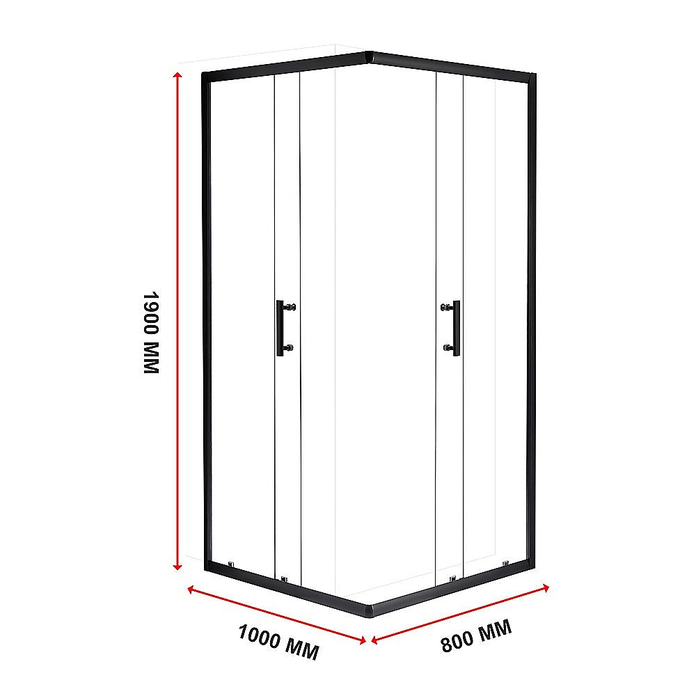 1000 x 800mm Sliding Door Nano Safety Glass Shower Screen By Della Francesca