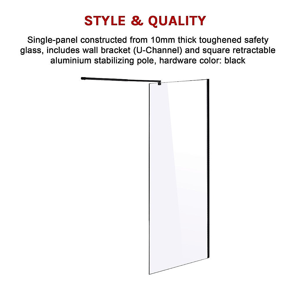 1100 x 2100mm Frameless 10mm Safety Glass Shower Screen