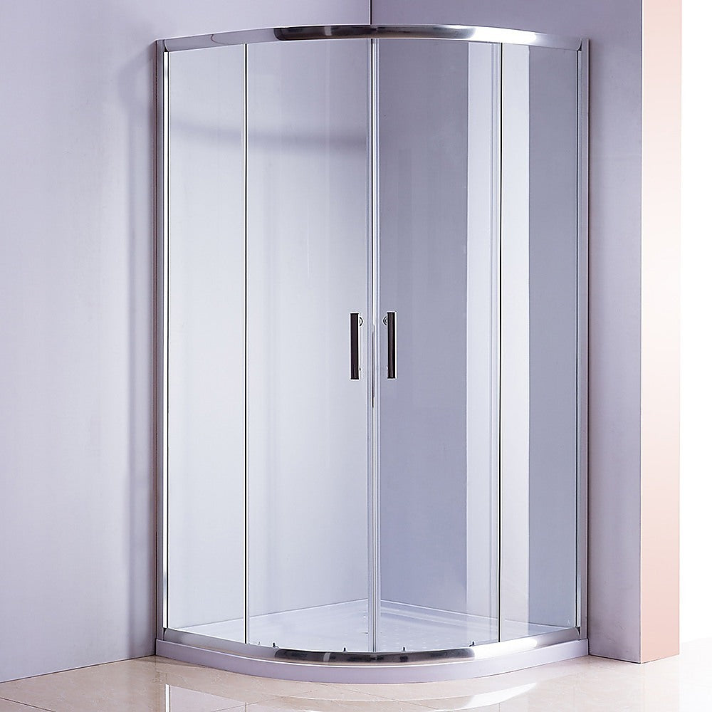 90 x 90cm Rounded Sliding 6mm Curved Shower Screen with Base in Chrome