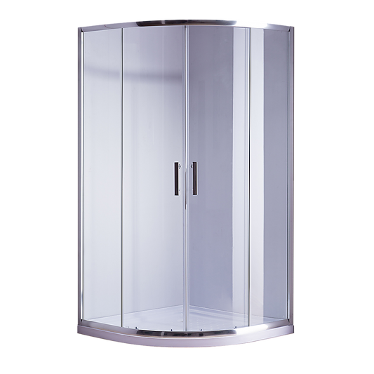 90 x 90cm Rounded Sliding 6mm Curved Shower Screen with Base in Chrome