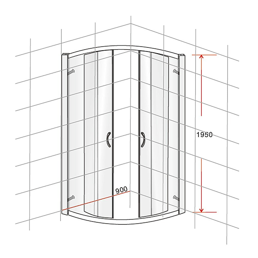 90 x 90cm Rounded Sliding 6mm Curved Shower Screen with Base in Chrome