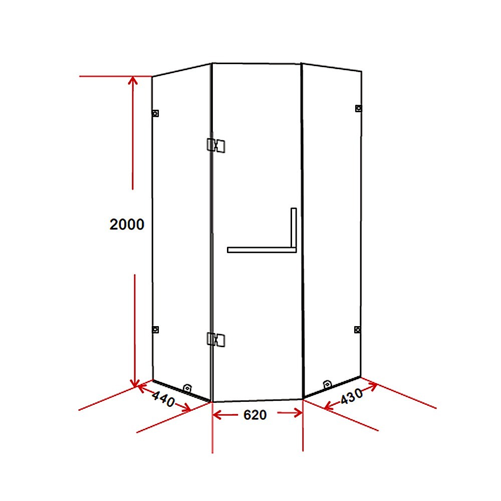 900 x 900mm Frameless 10mm Glass Shower Screen By Della Francesca