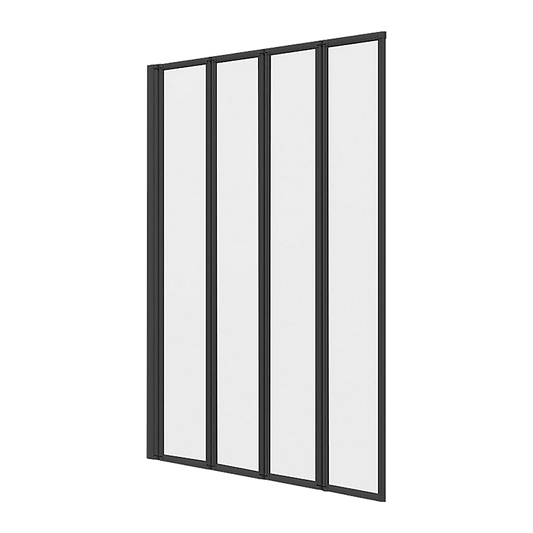 4 Fold Black Folding Bath Shower Screen Door Panel 1000 x 1400mm