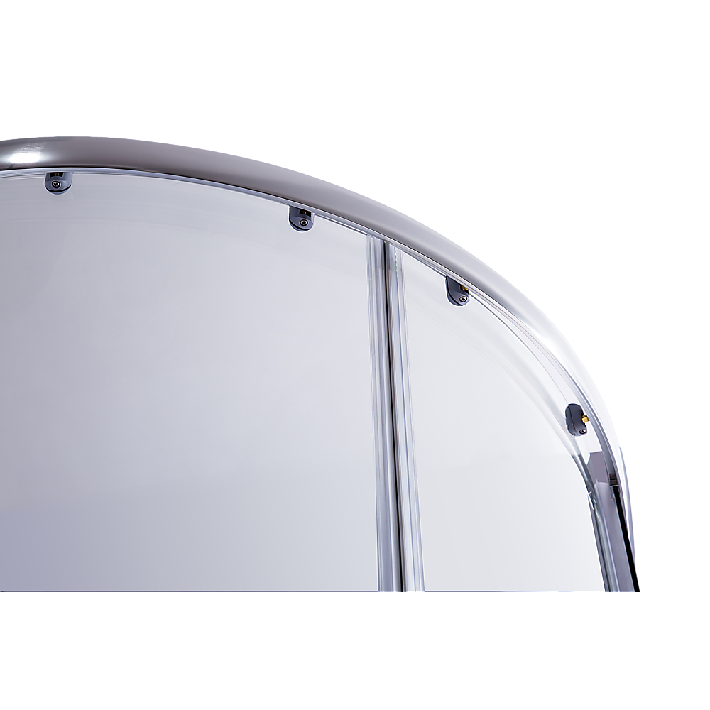 90 x 90cm Chrome Rounded Sliding 6mm Curved Shower Screen with Black Base