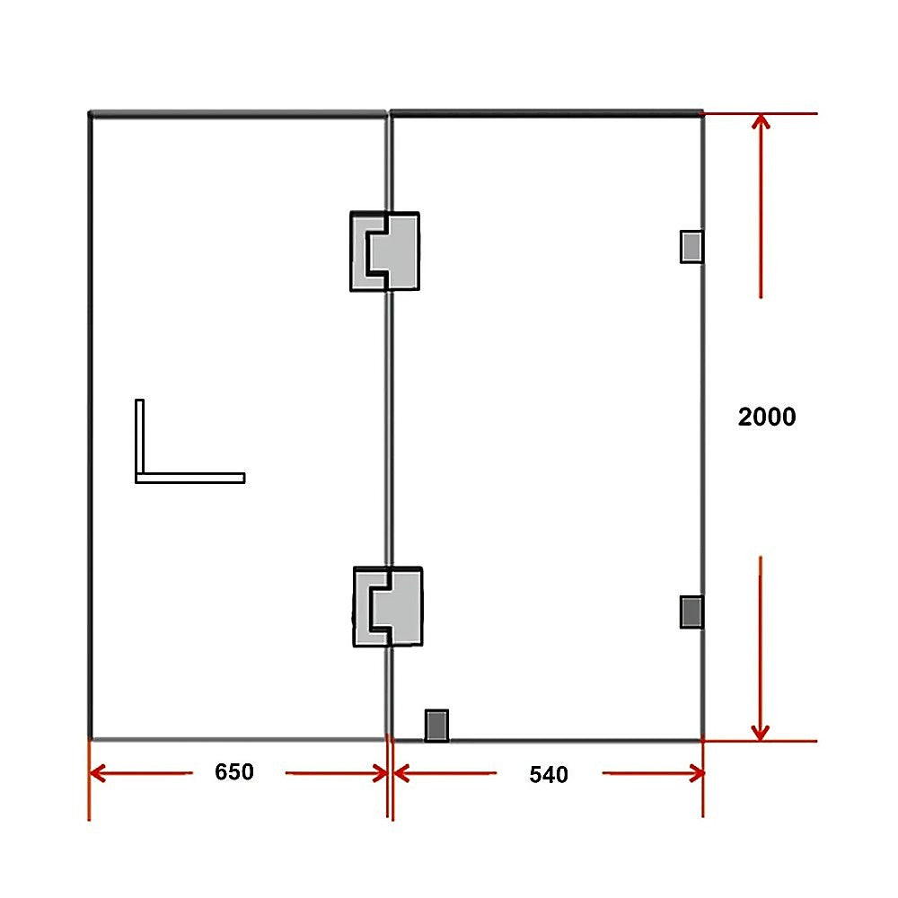 120 x 200cm Wall to Wall Frameless Shower Screen 10mm Glass By Della Francesca