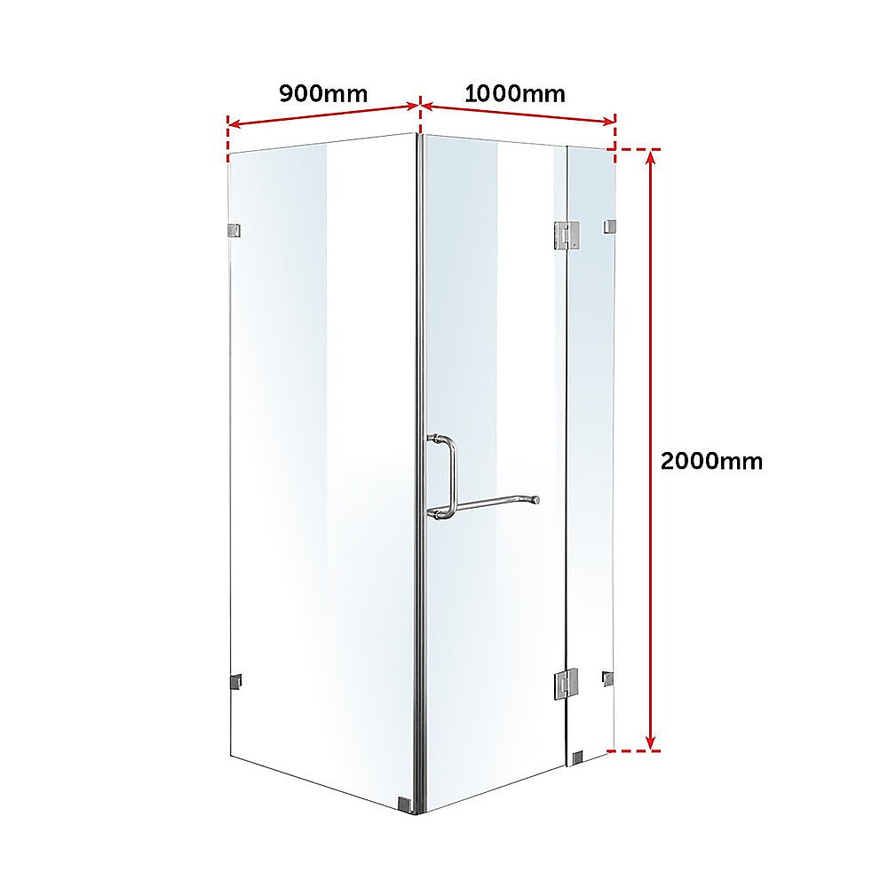 1000 x 900mm Frameless 10mm Glass Shower Screen By Della Francesca