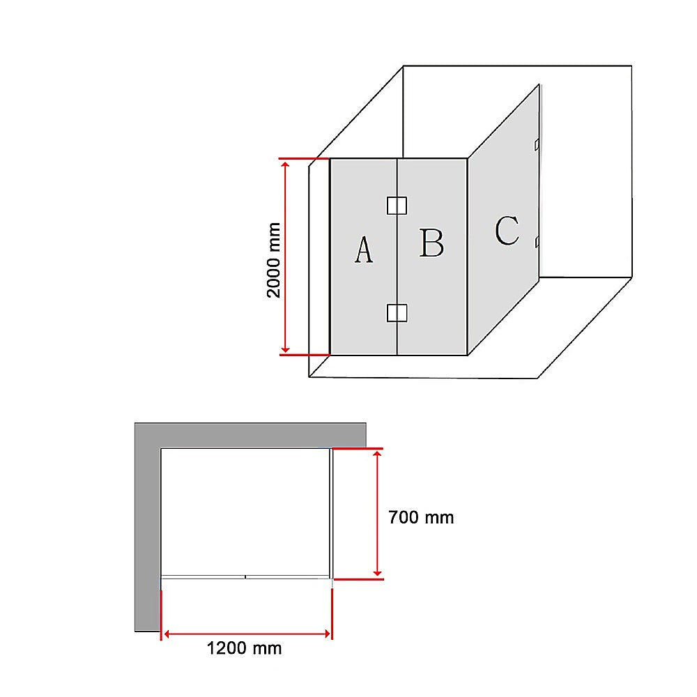 1200 x 700mm Frameless 10mm Glass Shower Screen By Della Francesca