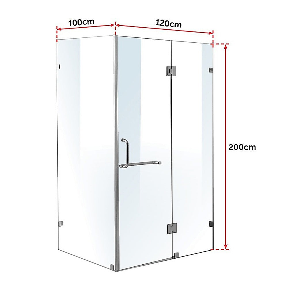 1200 x 1000mm Frameless 10mm Glass Shower Screen By Della Francesca