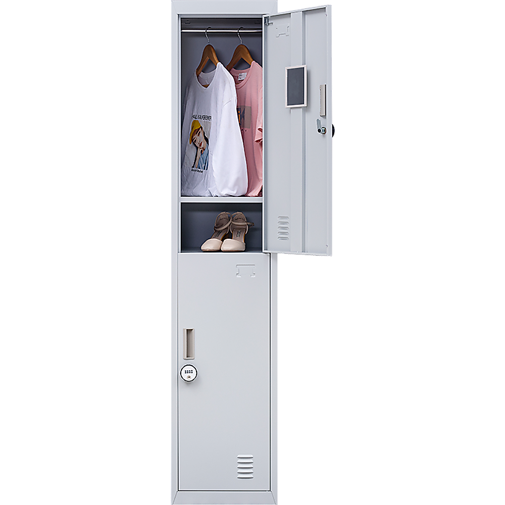 2-Door Vertical Locker for Office Gym Shed School Home Storage