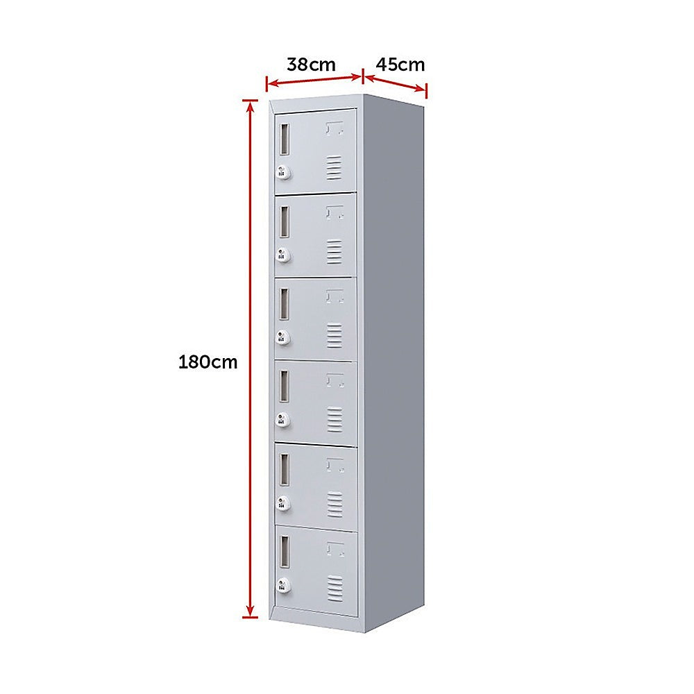 6-Door Locker for Office Gym Shed School Home Storage