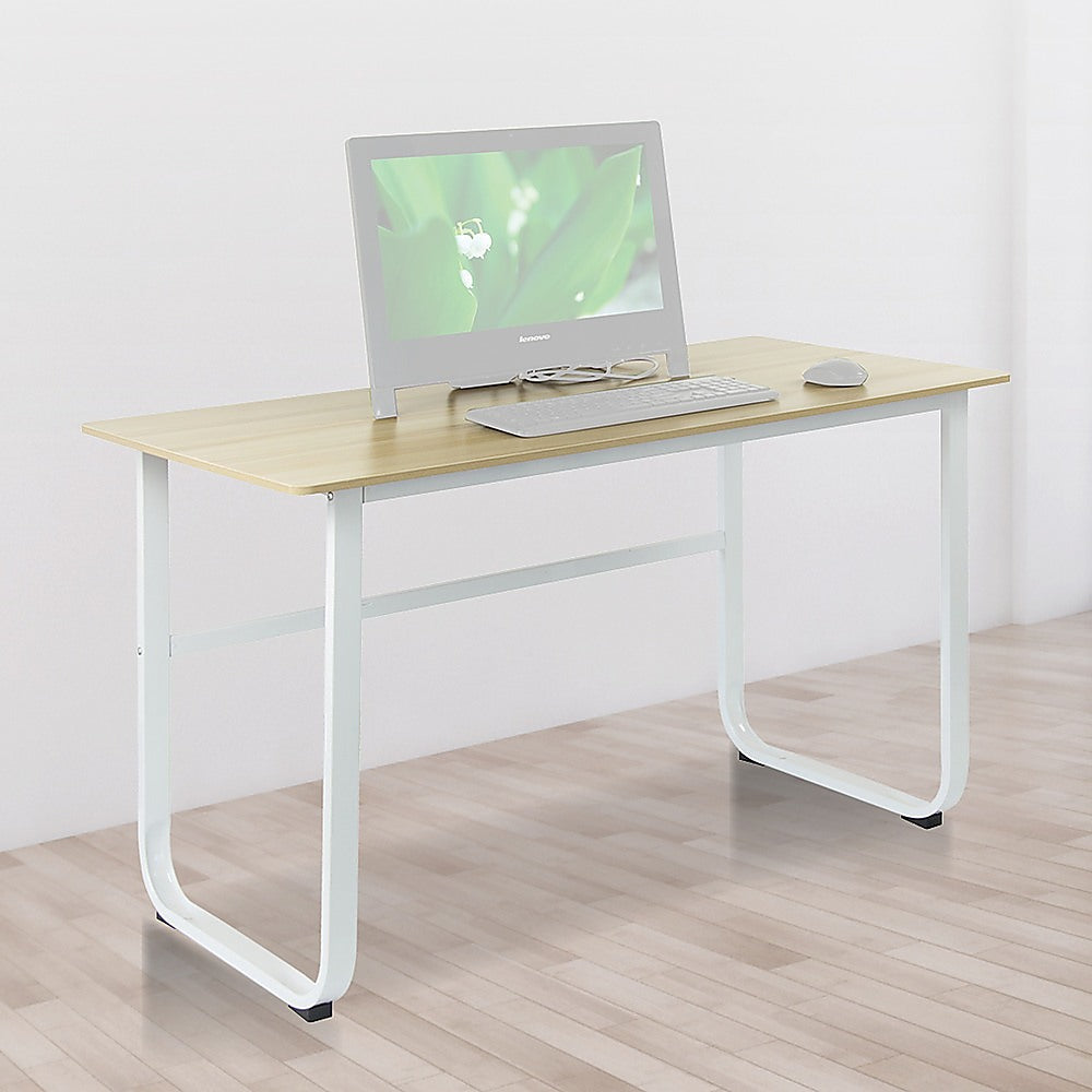 Wood & Steel Solid Computer Desk Home Office Furniture