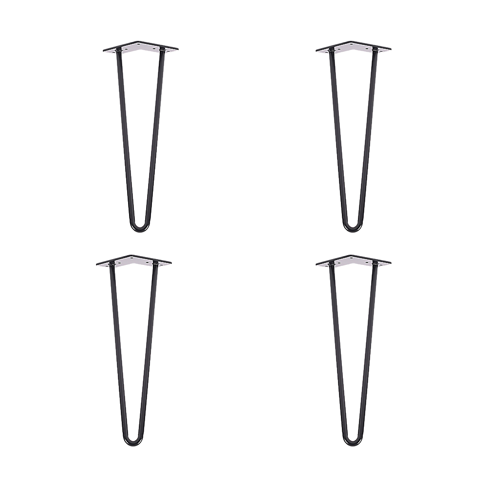 Set of 4 Industrial Retro Hairpin Table Legs 12mm Steel Bench Desk - 41cm Black