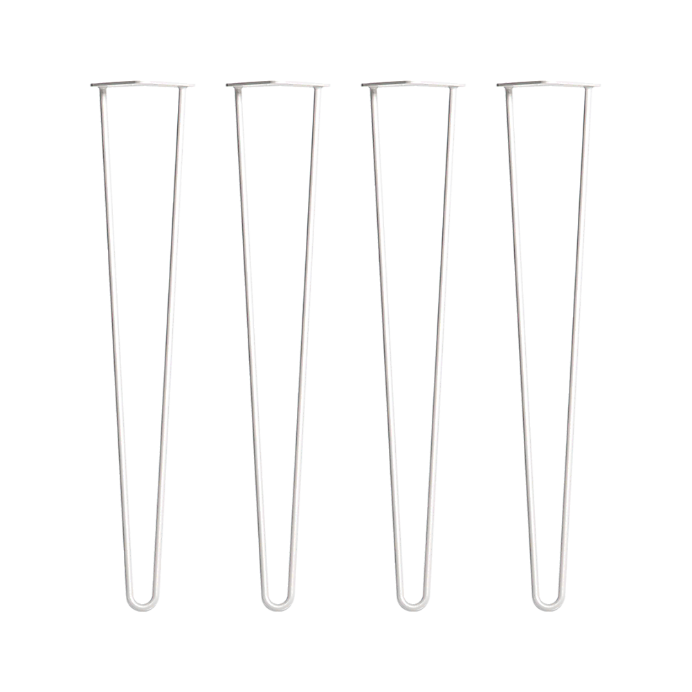 Set of 4 Industrial Retro Hairpin Table Legs 12mm Steel Bench Desk - 71cm White