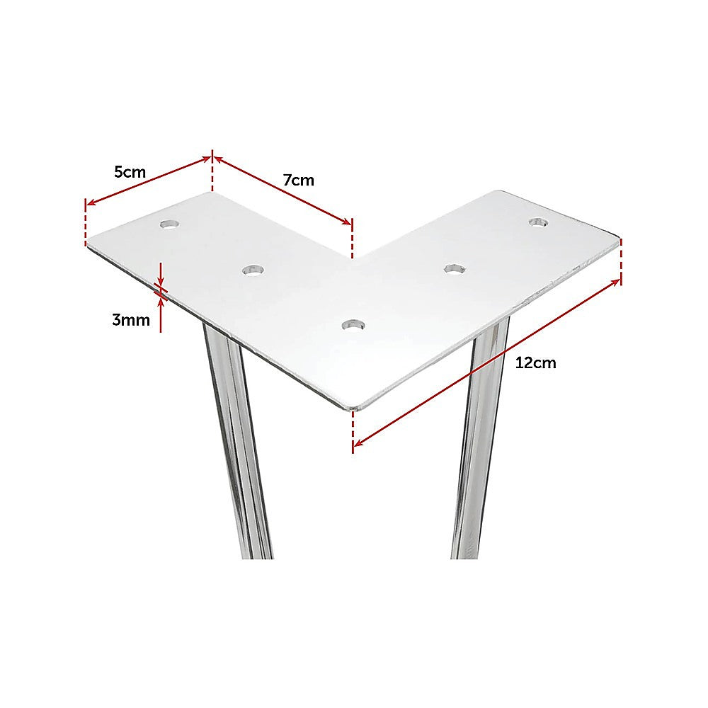 Set of 4 Chrome Retro Hairpin Table Legs 12mm Steel Bench Desk - 71cm