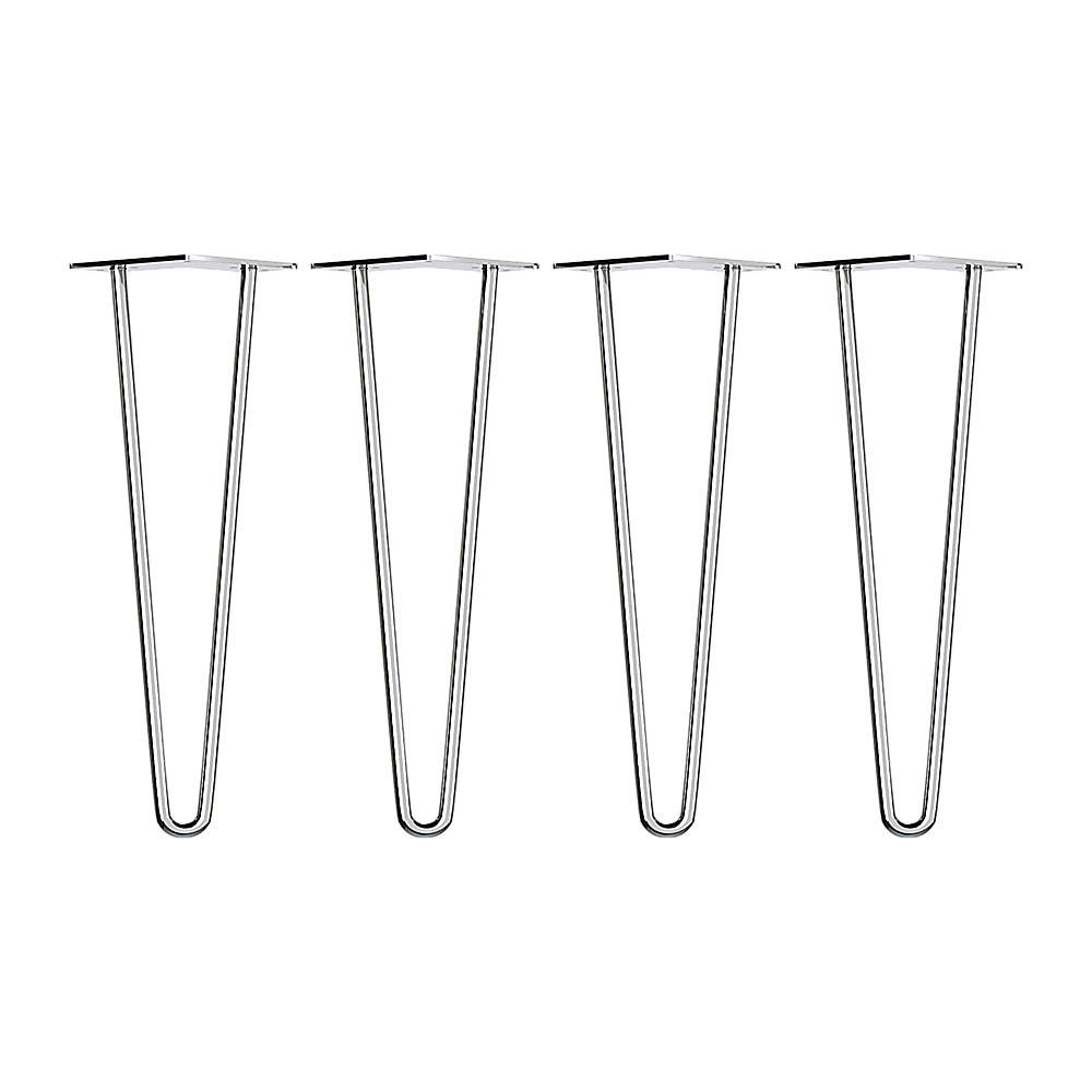 Set of 4 Chrome Retro Hairpin Table Legs 12mm Steel Bench Desk - 71cm