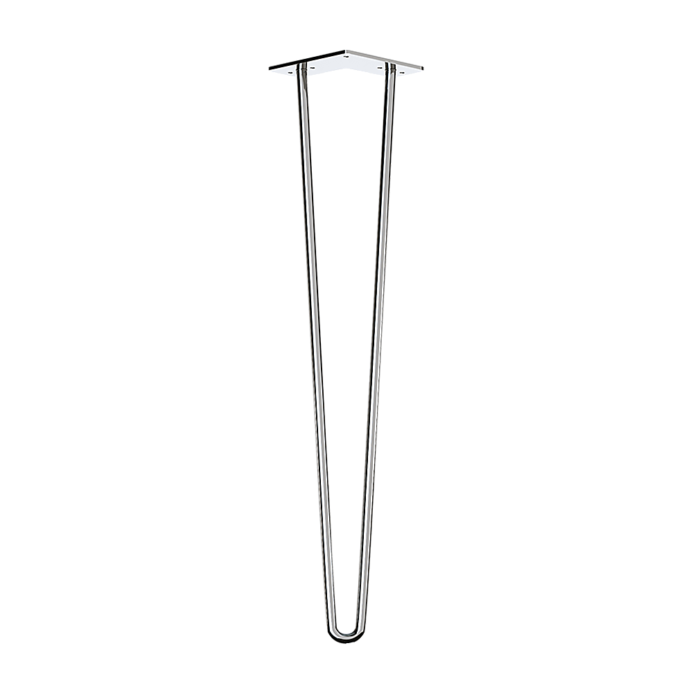 Set of 4 Chrome Retro Hairpin Table Legs 12mm Steel Bench Desk - 71cm