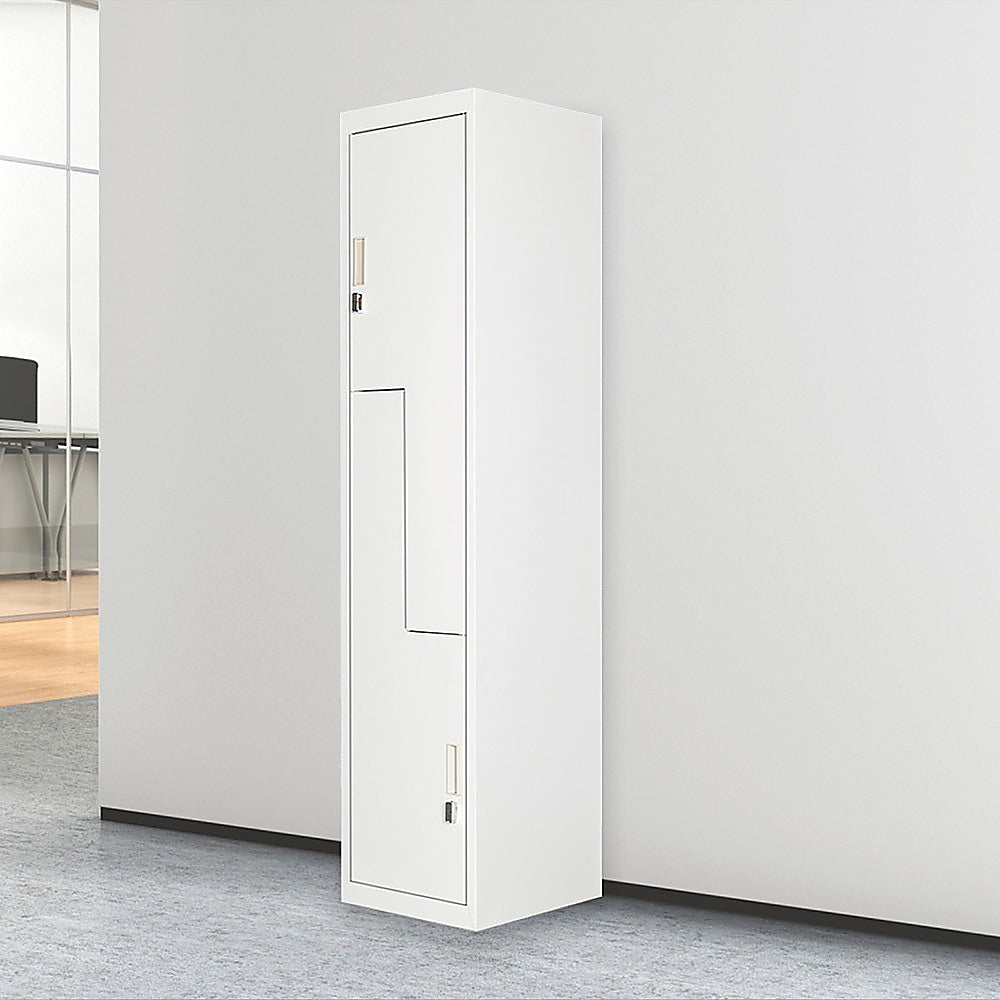 Grey Two-Door L-shaped Office Gym Shed Storage Lockers