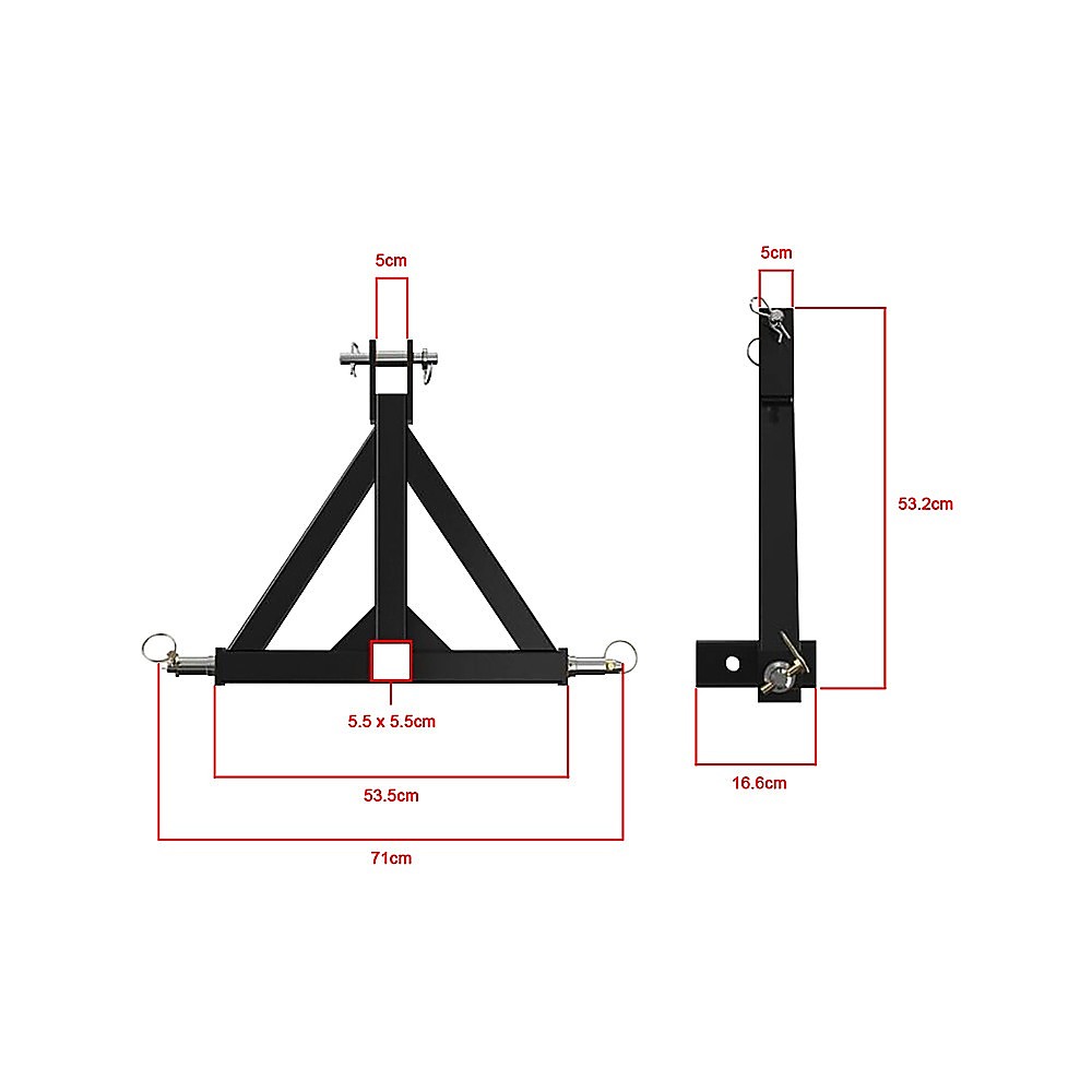 Heavy Duty Steel 3 Point 2" Trailer Hitch Receiver Tow Drawbar For Cat 1 Tractor