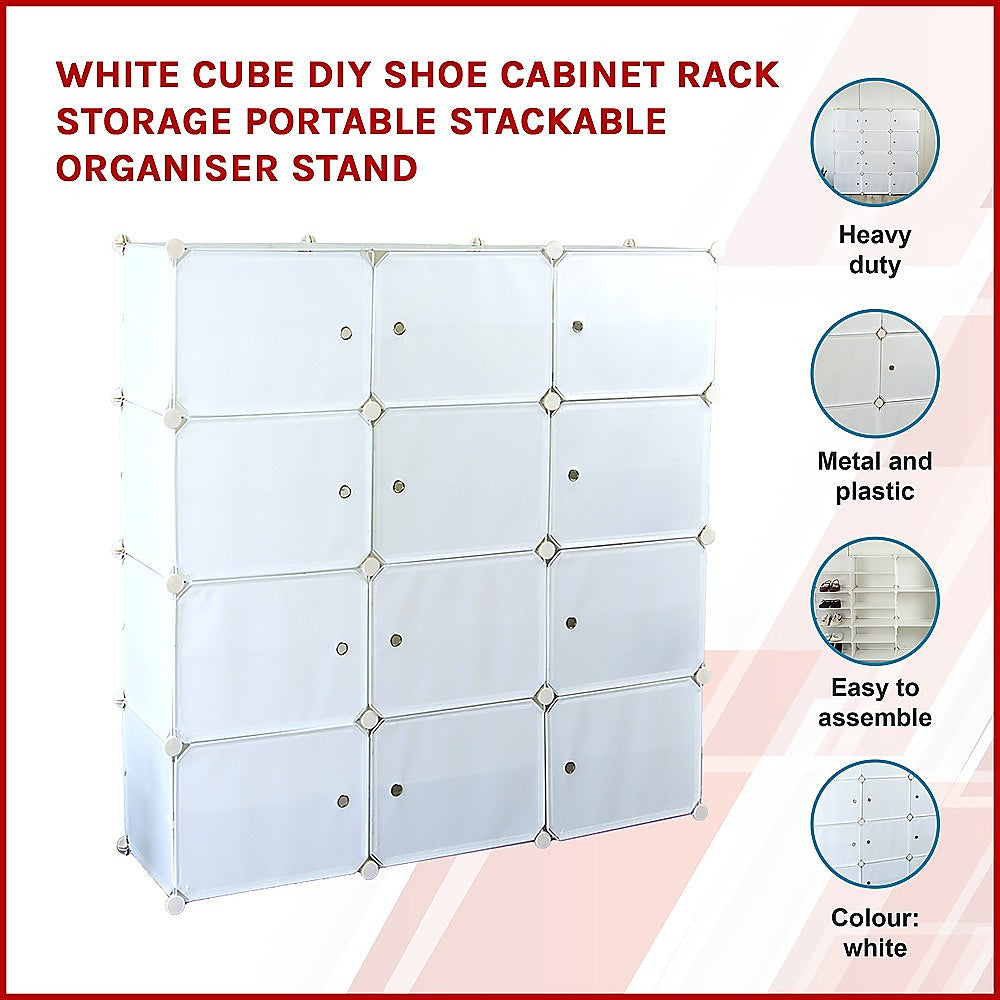 White Cube DIY Shoe Cabinet Rack Storage Portable Stackable Organiser Stand