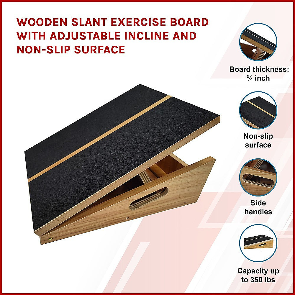 Wooden Slant Exercise Board With Adjustable Incline And Non-Slip Surface