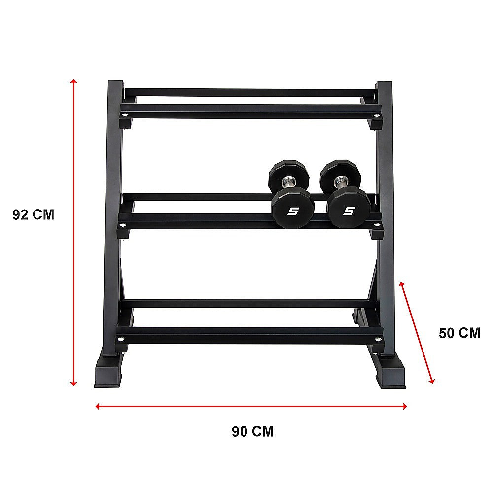 Dumbbell Rack Storage Stand Hex Weight Heavy Duty 3 Tier Wide Home Gym Fitness