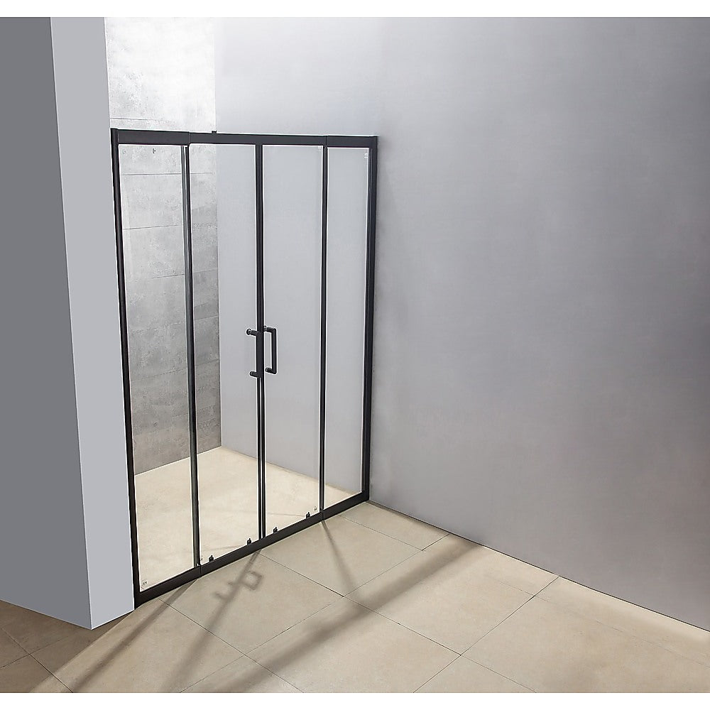 1400-1600mm Sliding Door Safety Glass Shower Screen Black By Della Francesca