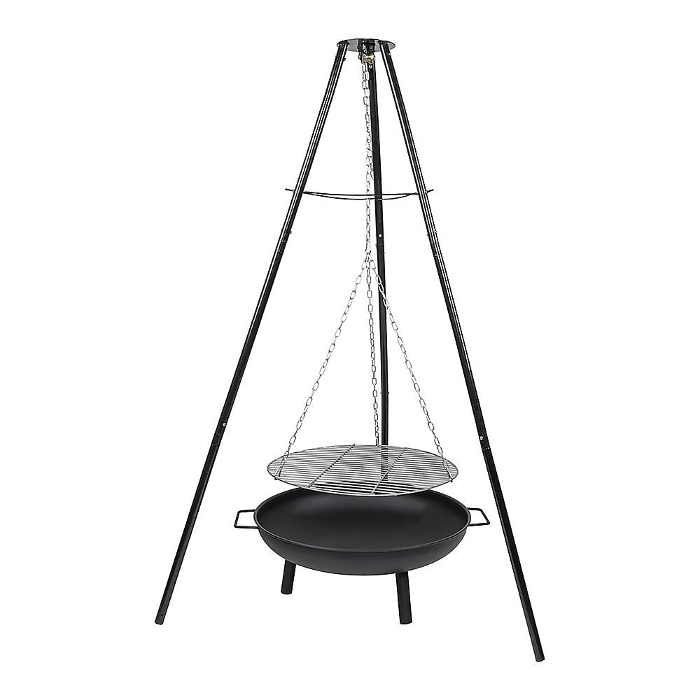 Tripod Garden Fire Pit BBQ Barbecue Cast Iron & Steel Fire Pit Bowl Round