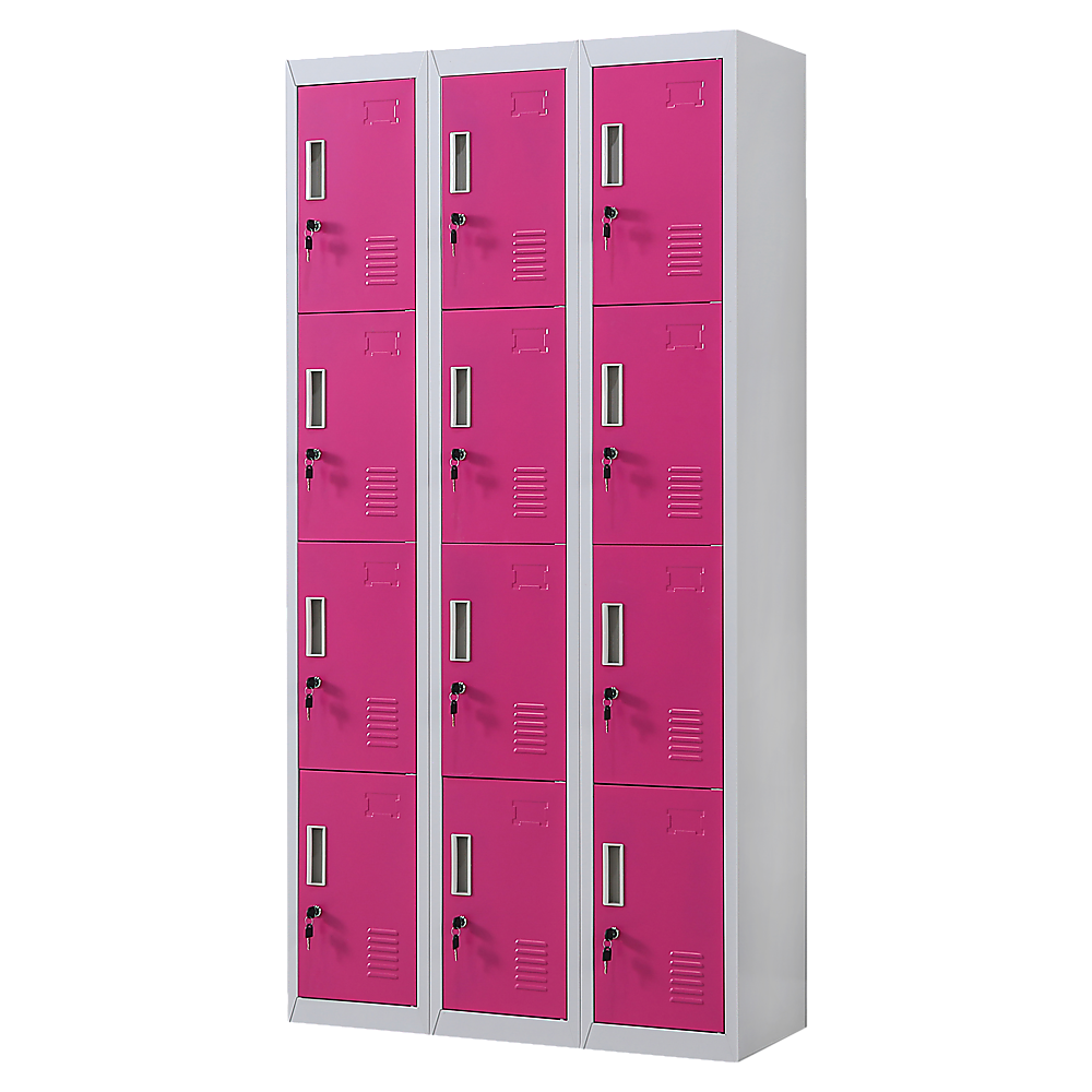 12-Door Locker for Office Gym Shed School Home Storage - Standard Lock with 2 Keys