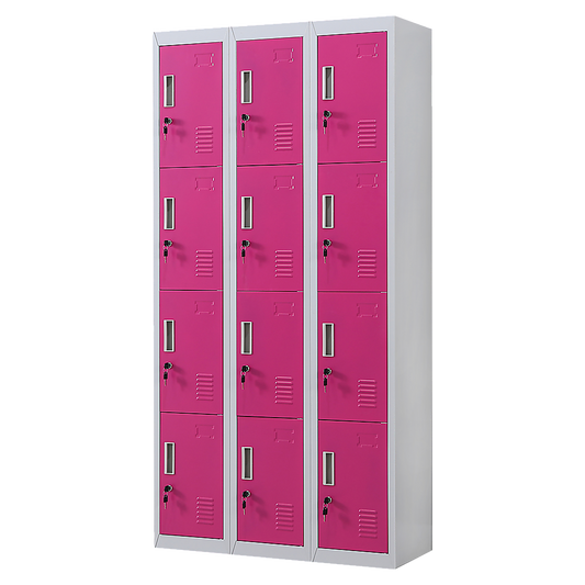 12-Door Locker for Office Gym Shed School Home Storage - Standard Lock with 2 Keys