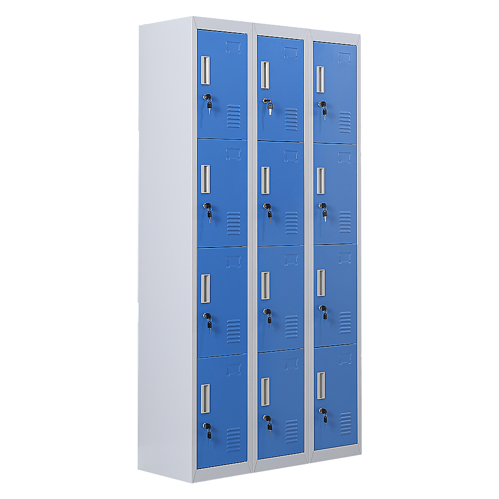 12-Door Locker for Office Gym Shed School Home Storage - Standard Lock with Keys