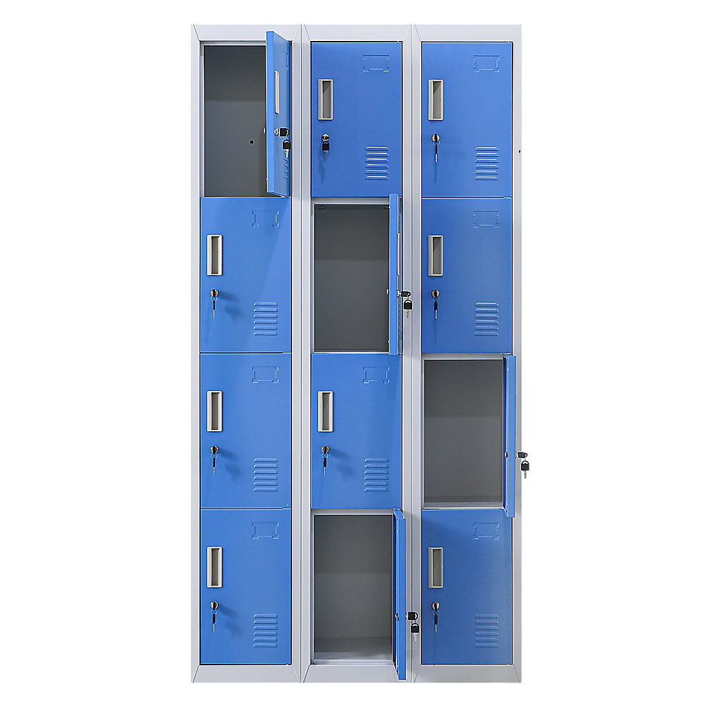 12-Door Locker for Office Gym Shed School Home Storage - Standard Lock with Keys