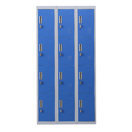 12-Door Locker for Office Gym Shed School Home Storage - Padlock-operated