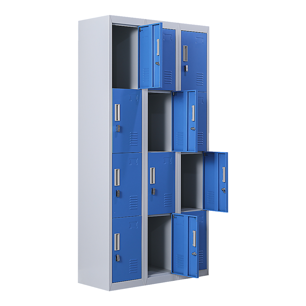 12-Door Locker for Office Gym Shed School Home Storage - Padlock-operated